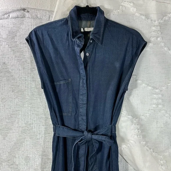 NWT 7 for all mankind angular pocket denim jumpsuit in rinsed night blue size S - Picture 3 of 11